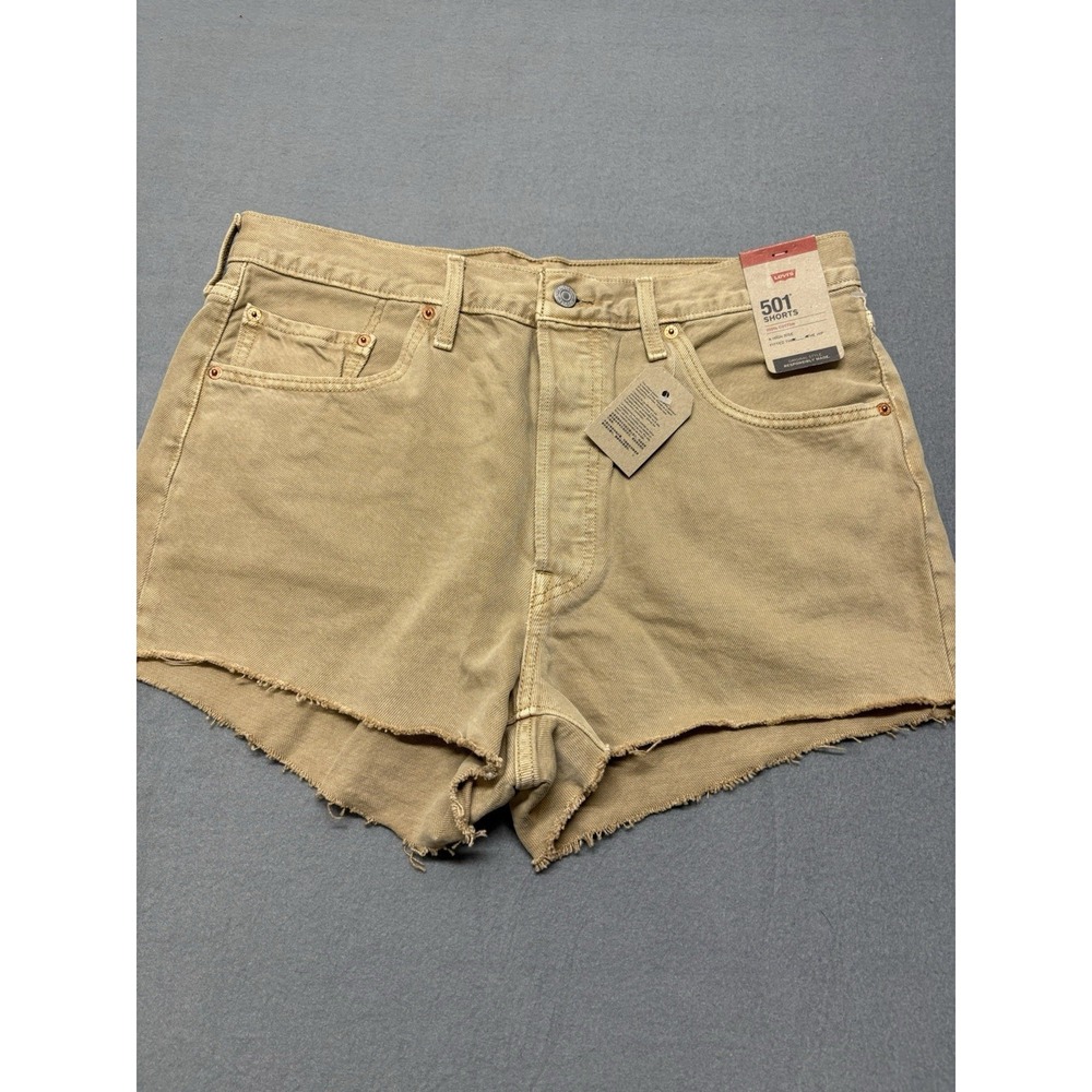 Levi's Women's 501 Original High Rise Shorts Tan Cut Off Frayed Size 33/14